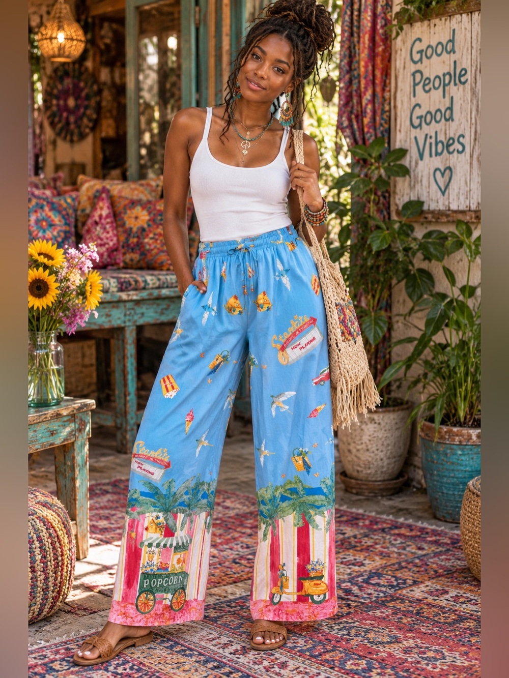 Christian Siriano New York Novelty Print Wide Leg Pants Size M 🦋 $118